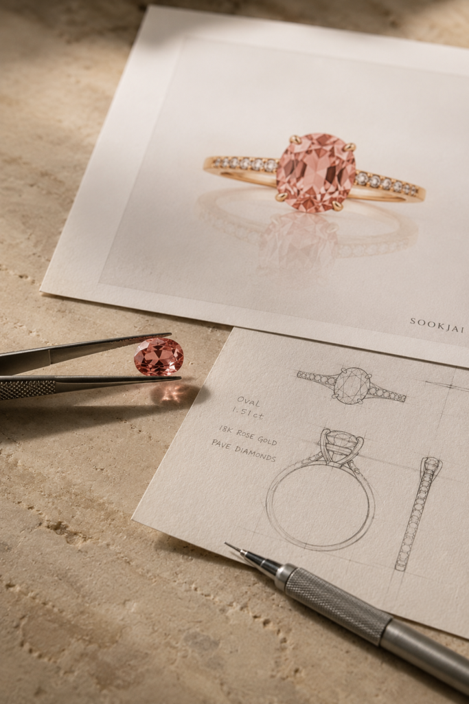 Gemstone with reference and custom jewellery concept