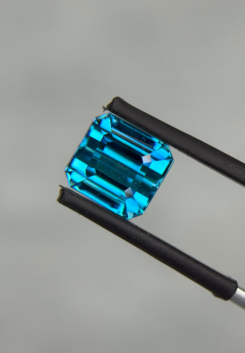 Electric blue zircon selected during a private gemstone viewing in Bangkok